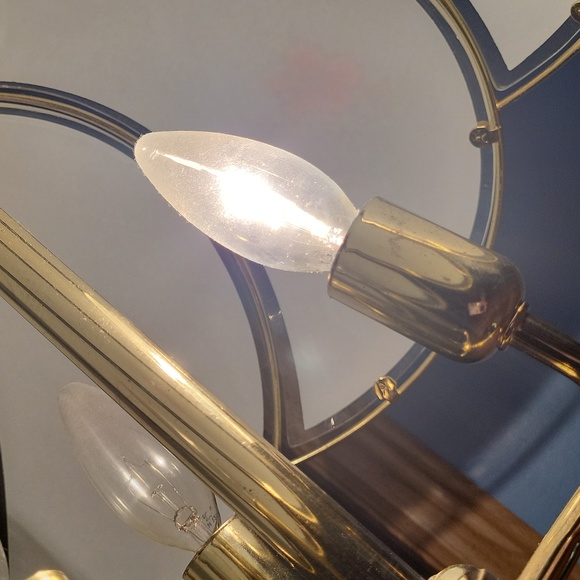 22" brass floral portable glass lamp Underwriters laboratories Inc vintage - Picture 4 of 10